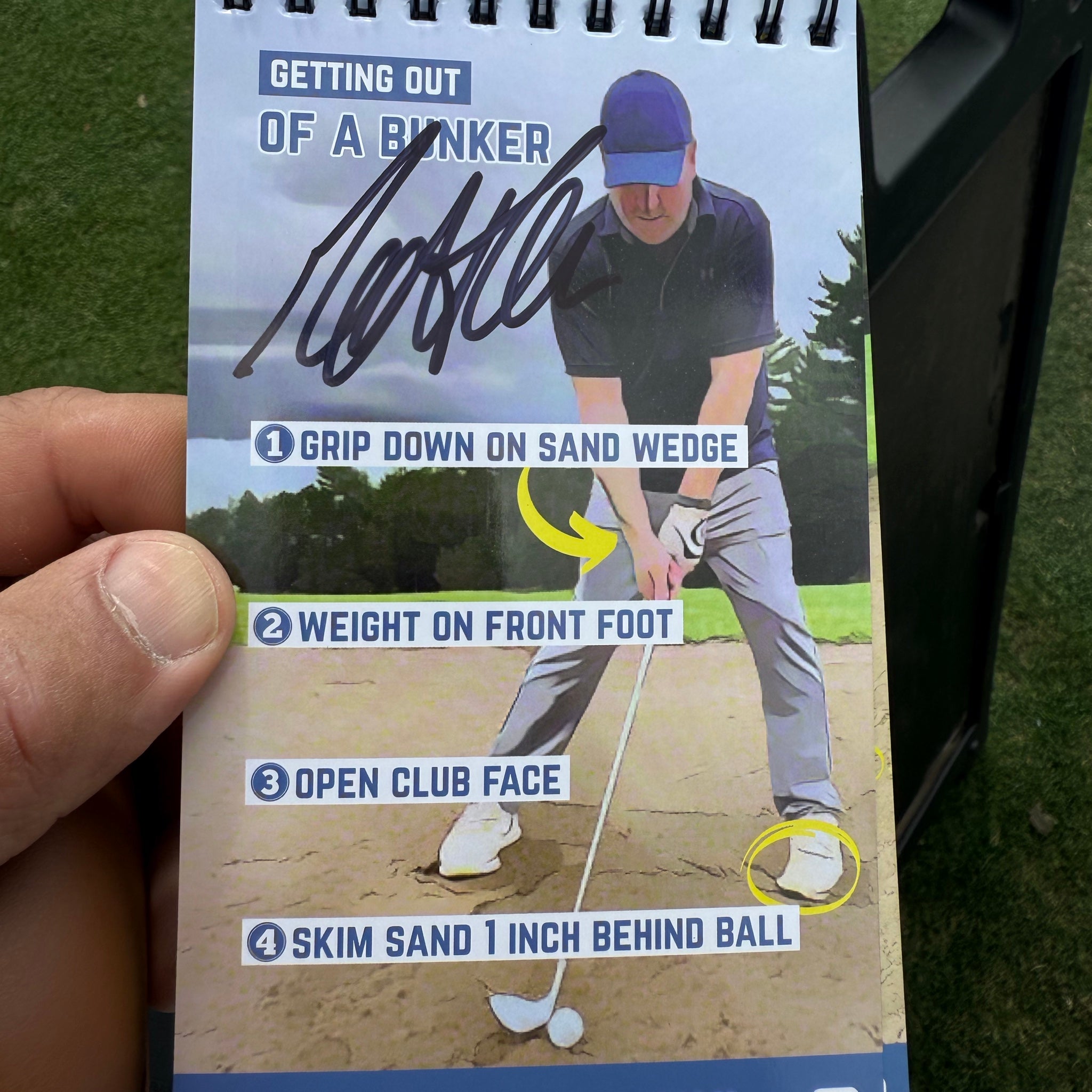 Golf Cheat Sheets bunker tips page — large print, easy to read
