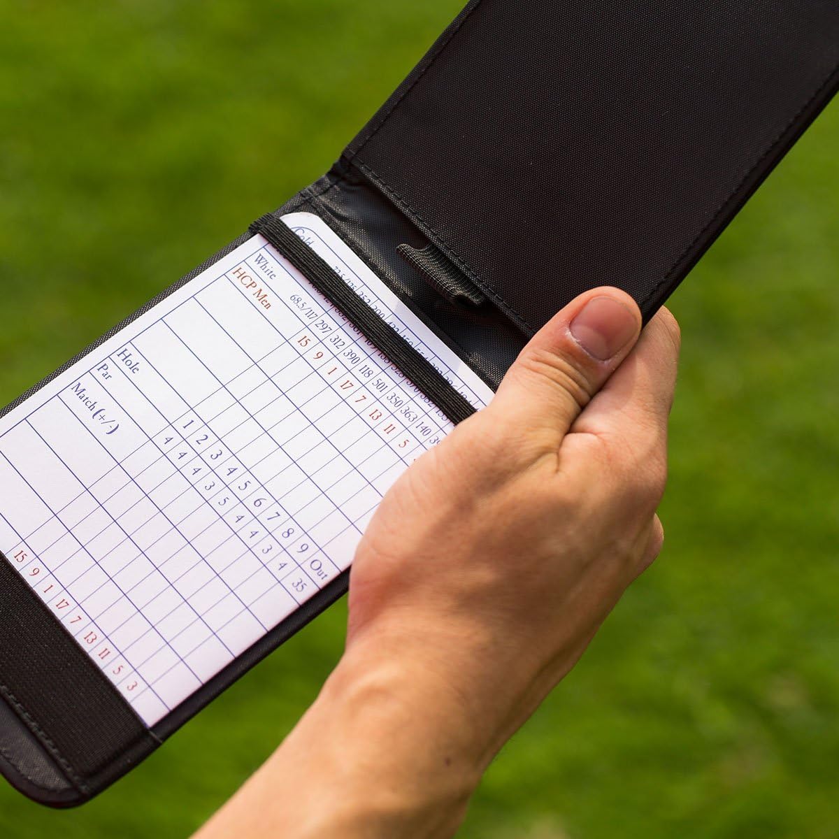 Callaway Leather Golf Scorecard Holder, Black, 7" x 4.25" - Dude Golf