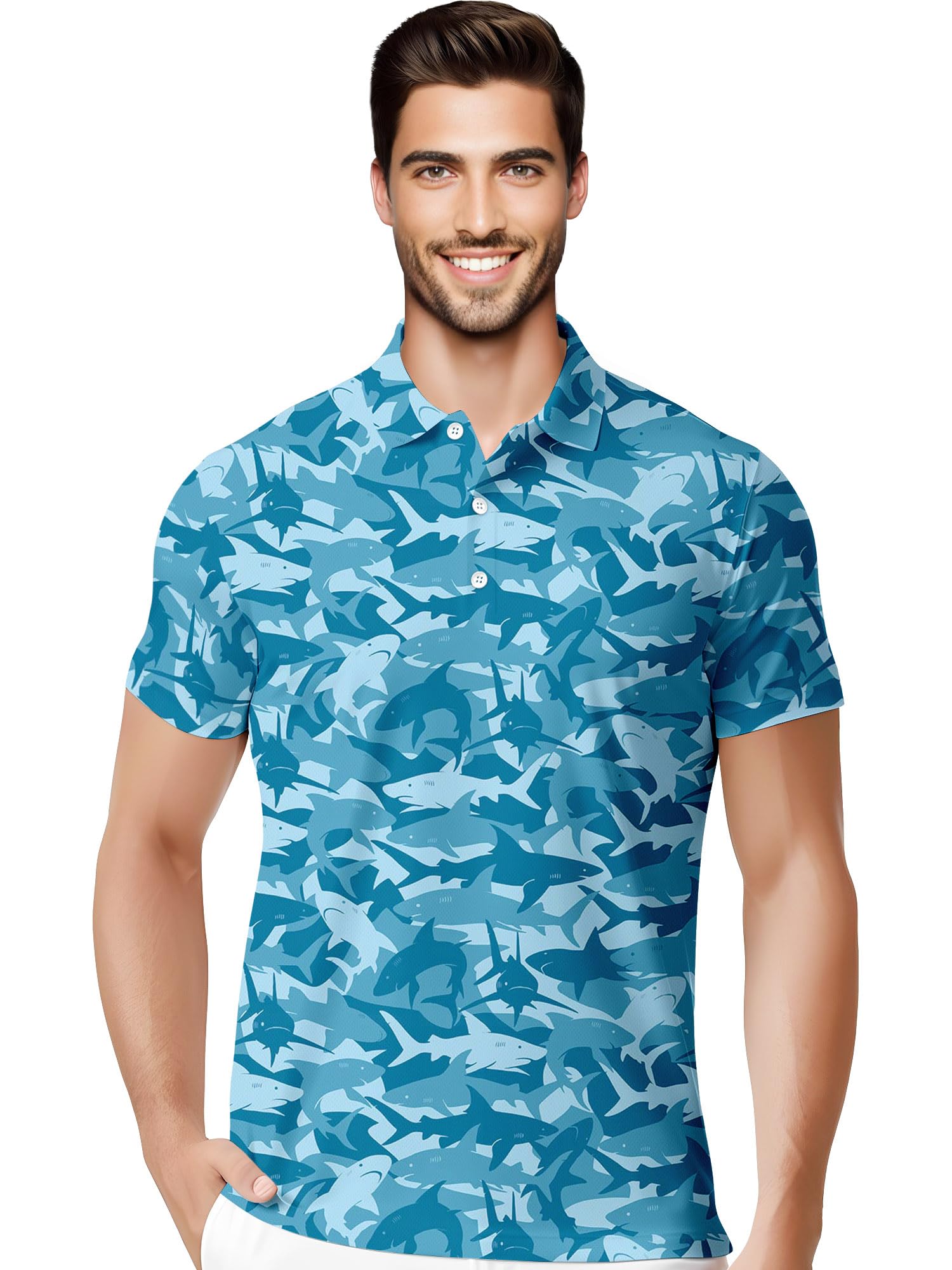 Funny Hawaiian Print Mens Polo - Dude Golf
