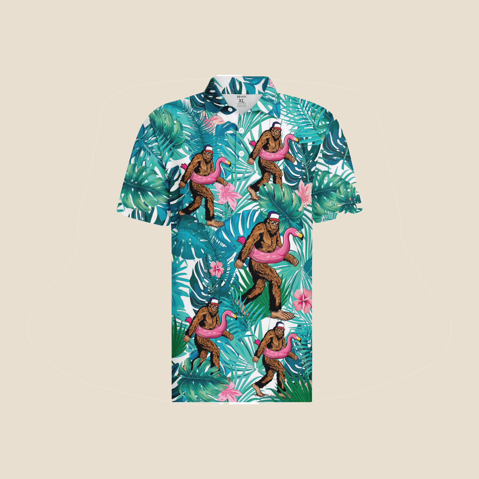 Funny Hawaiian Print Mens Polo - Dude Golf