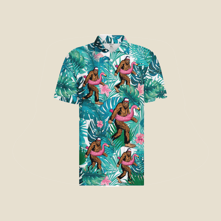 Funny Hawaiian Print Mens Polo - Dude Golf