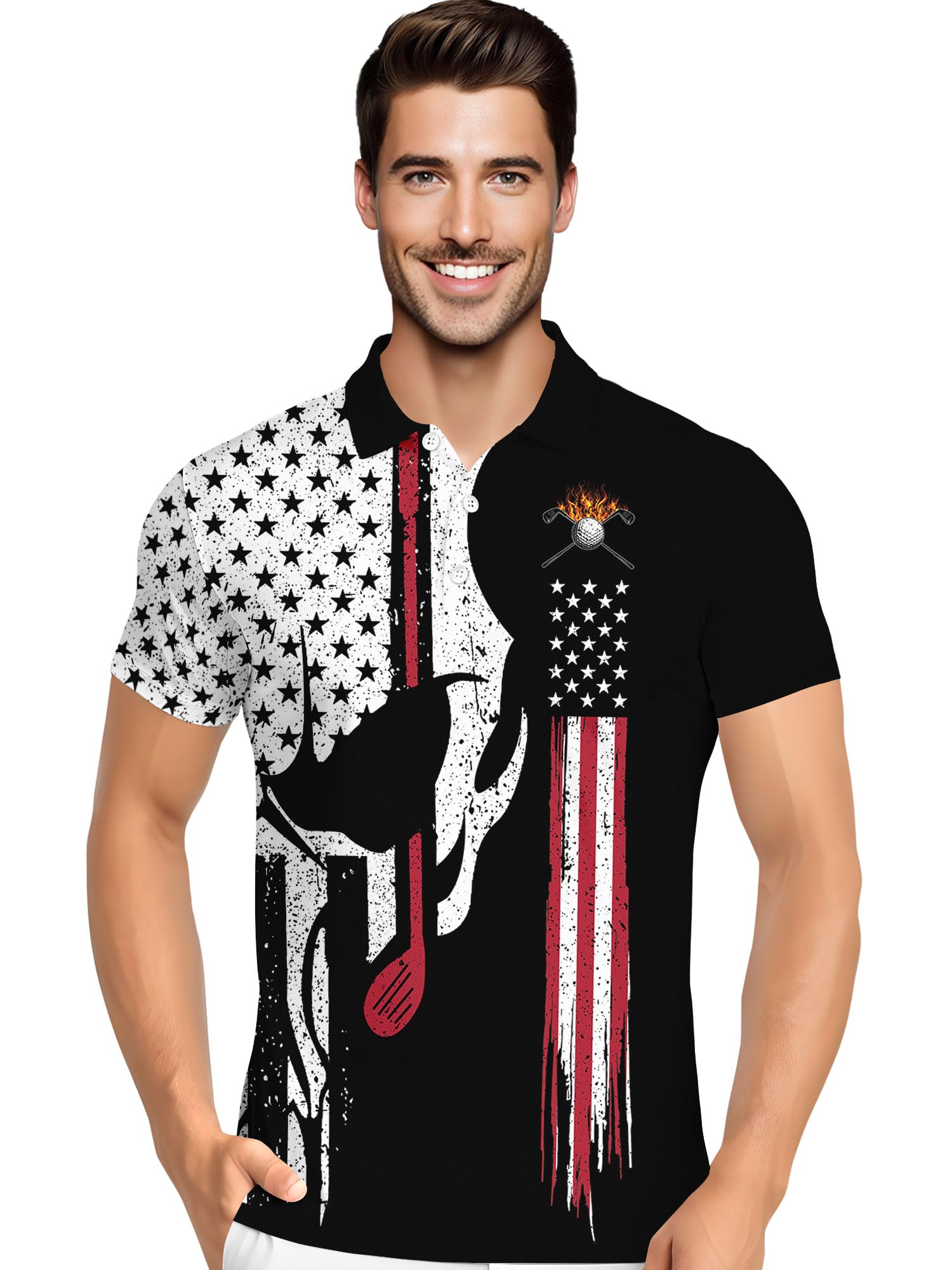 Funny Hawaiian Print Mens Polo - Dude Golf