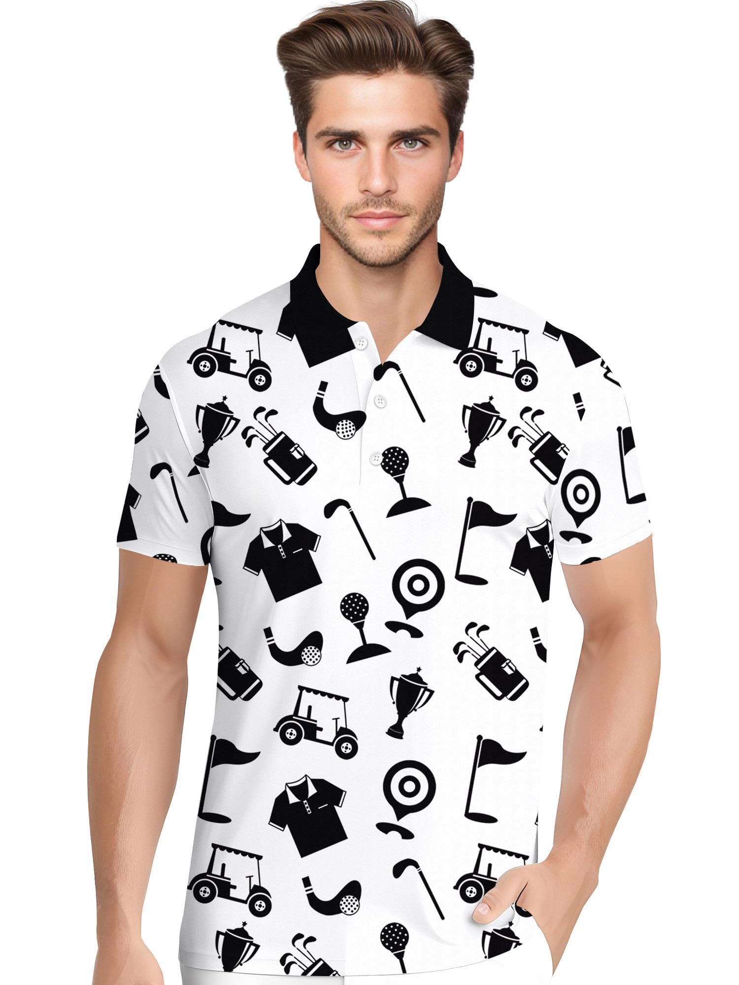 Funny Hawaiian Print Mens Polo - Dude Golf