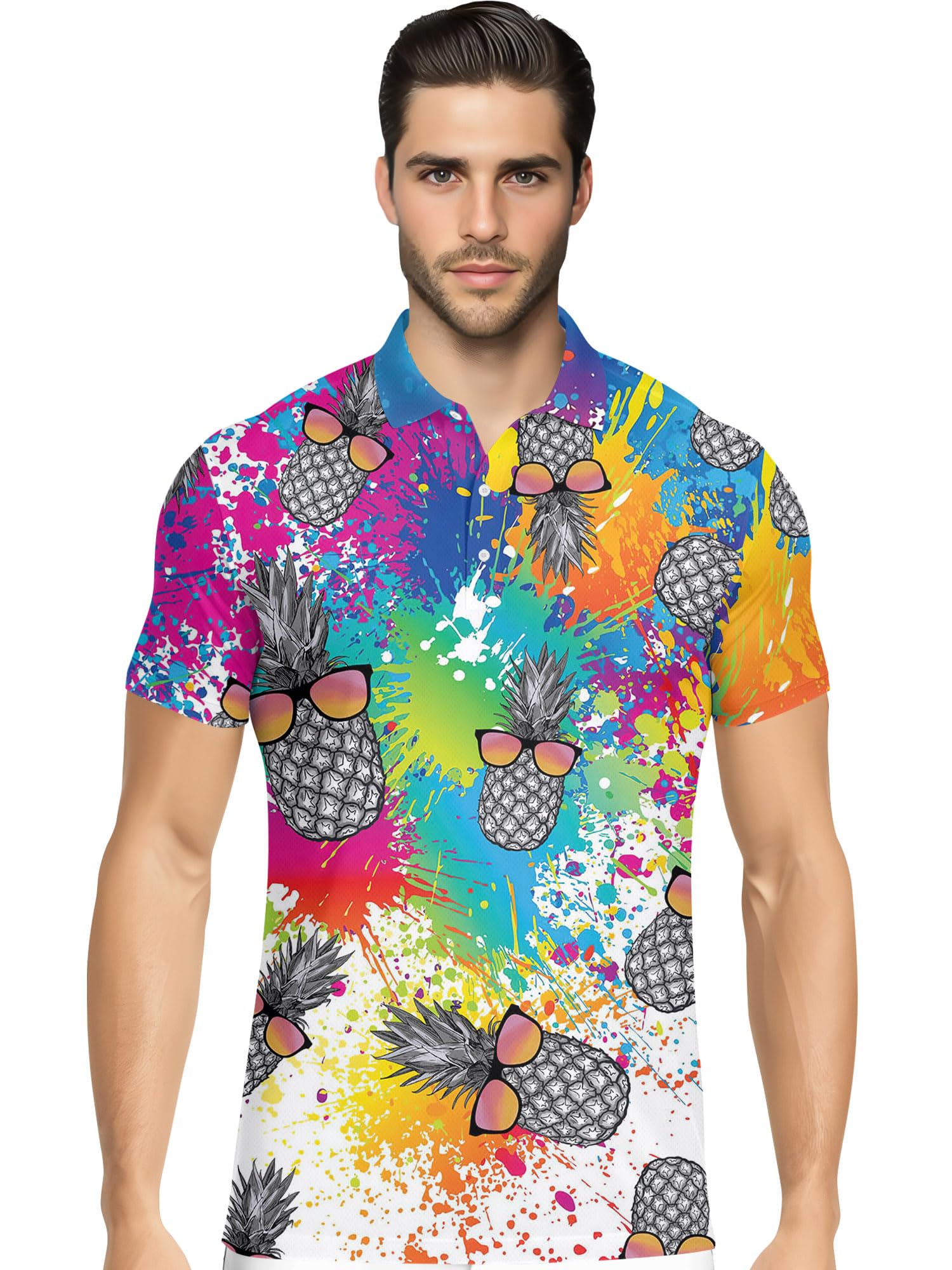 Funny Hawaiian Print Mens Polo - Dude Golf