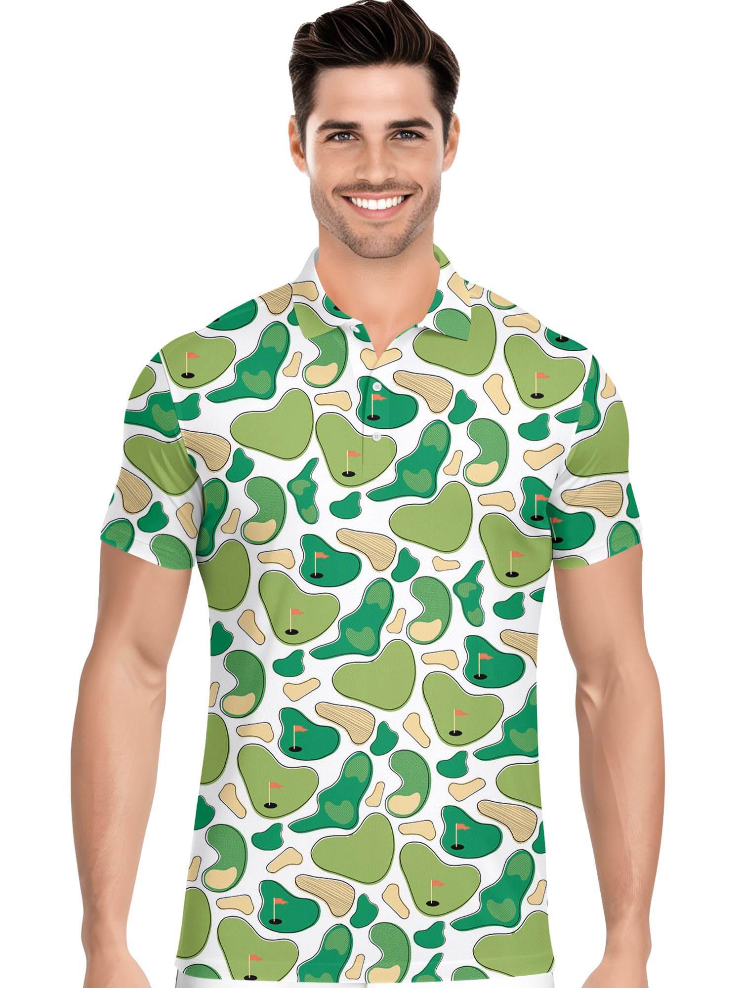 Funny Hawaiian Print Mens Polo - Dude Golf