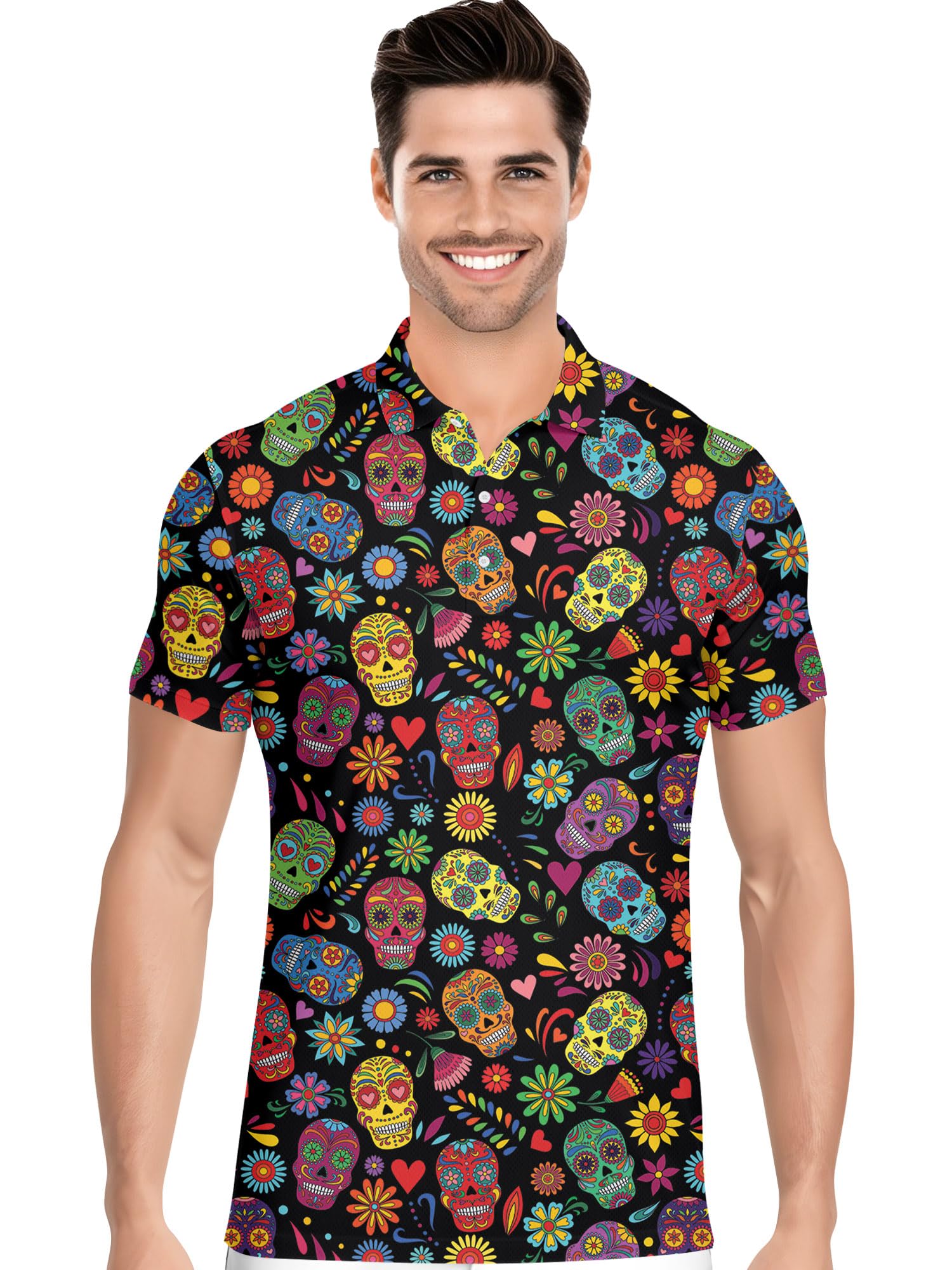 Funny Hawaiian Print Mens Polo - Dude Golf