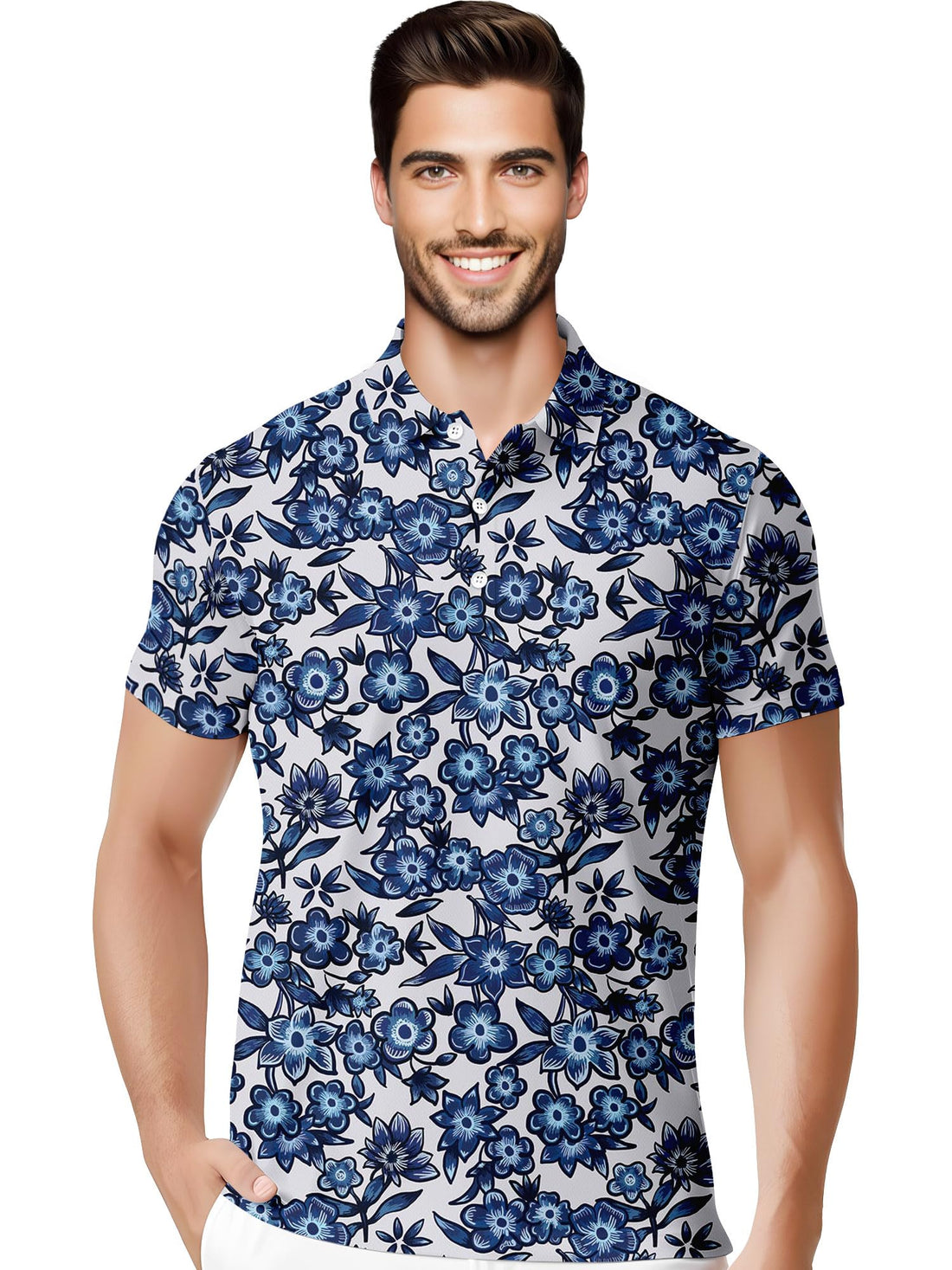 Funny Hawaiian Print Mens Polo - Dude Golf