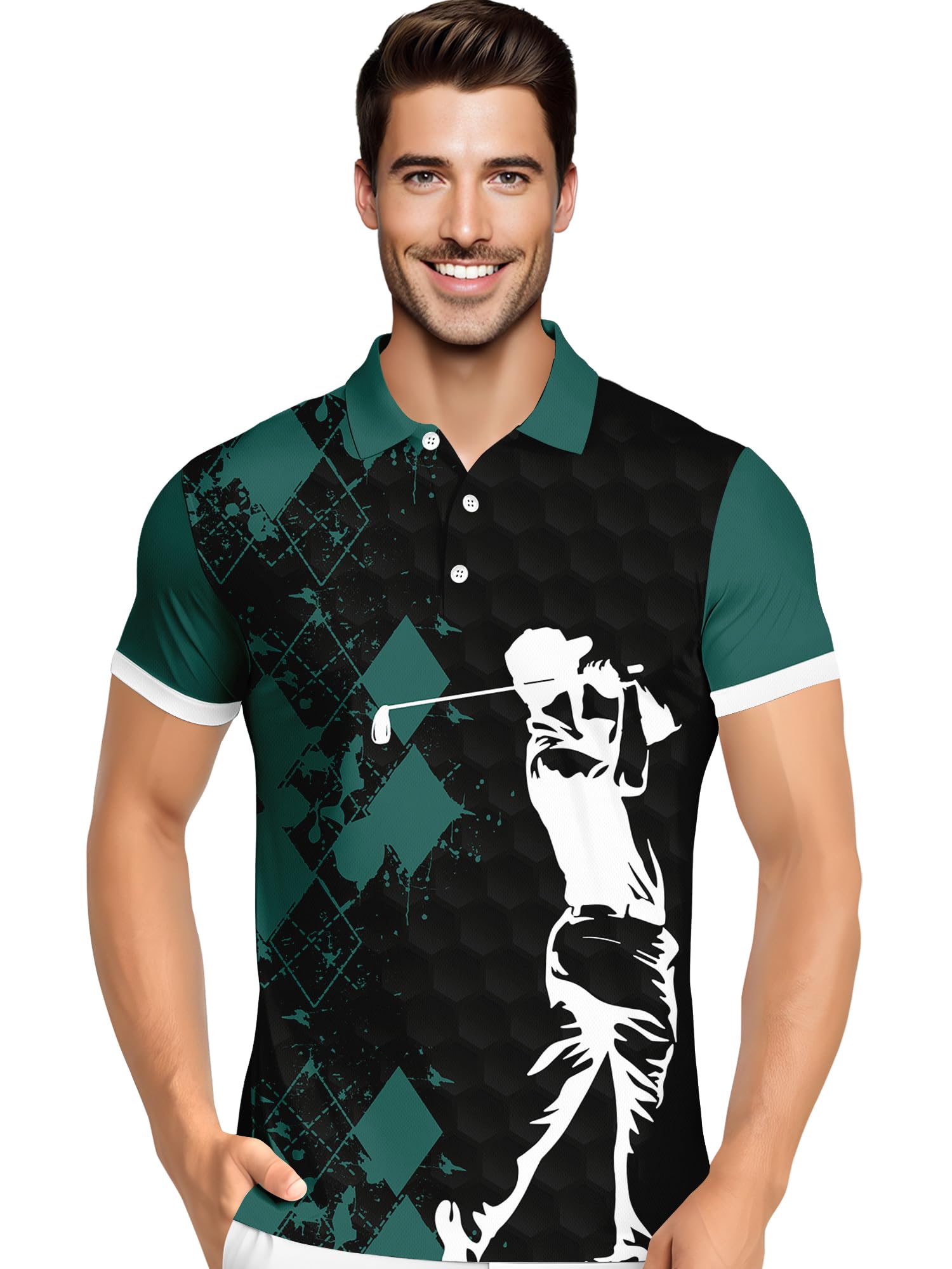 Funny Hawaiian Print Mens Polo - Dude Golf