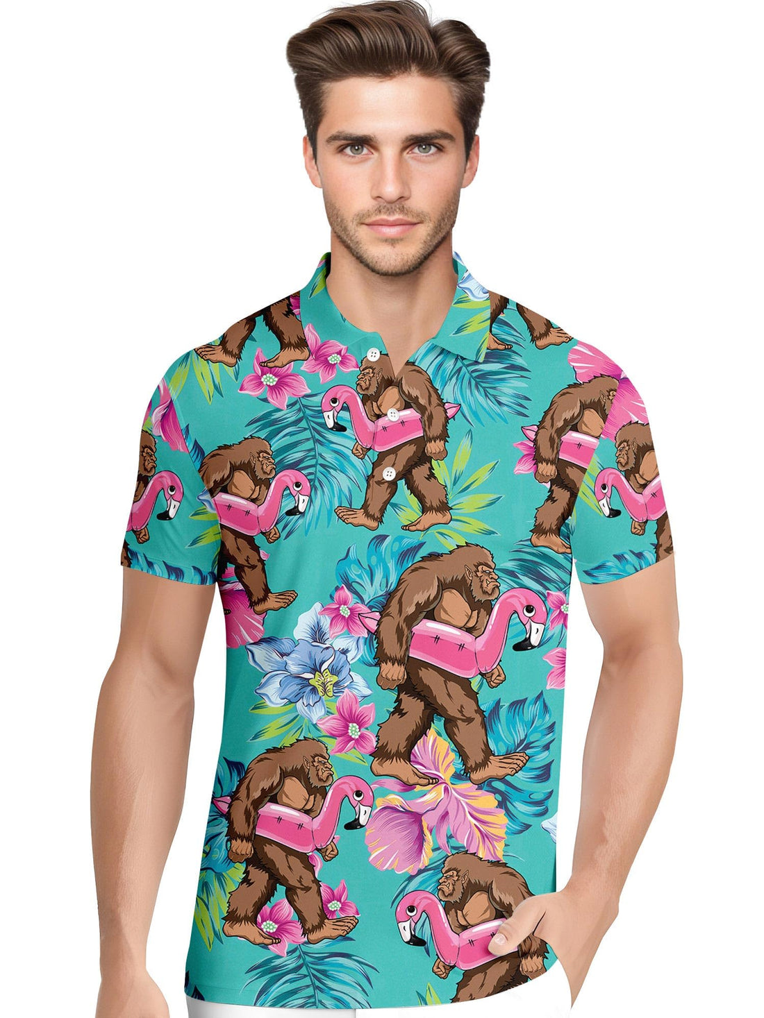 Funny Hawaiian Print Mens Polo - Dude Golf