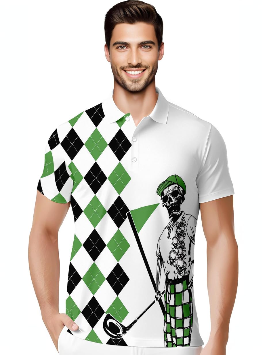 Funny Hawaiian Print Mens Polo - Dude Golf