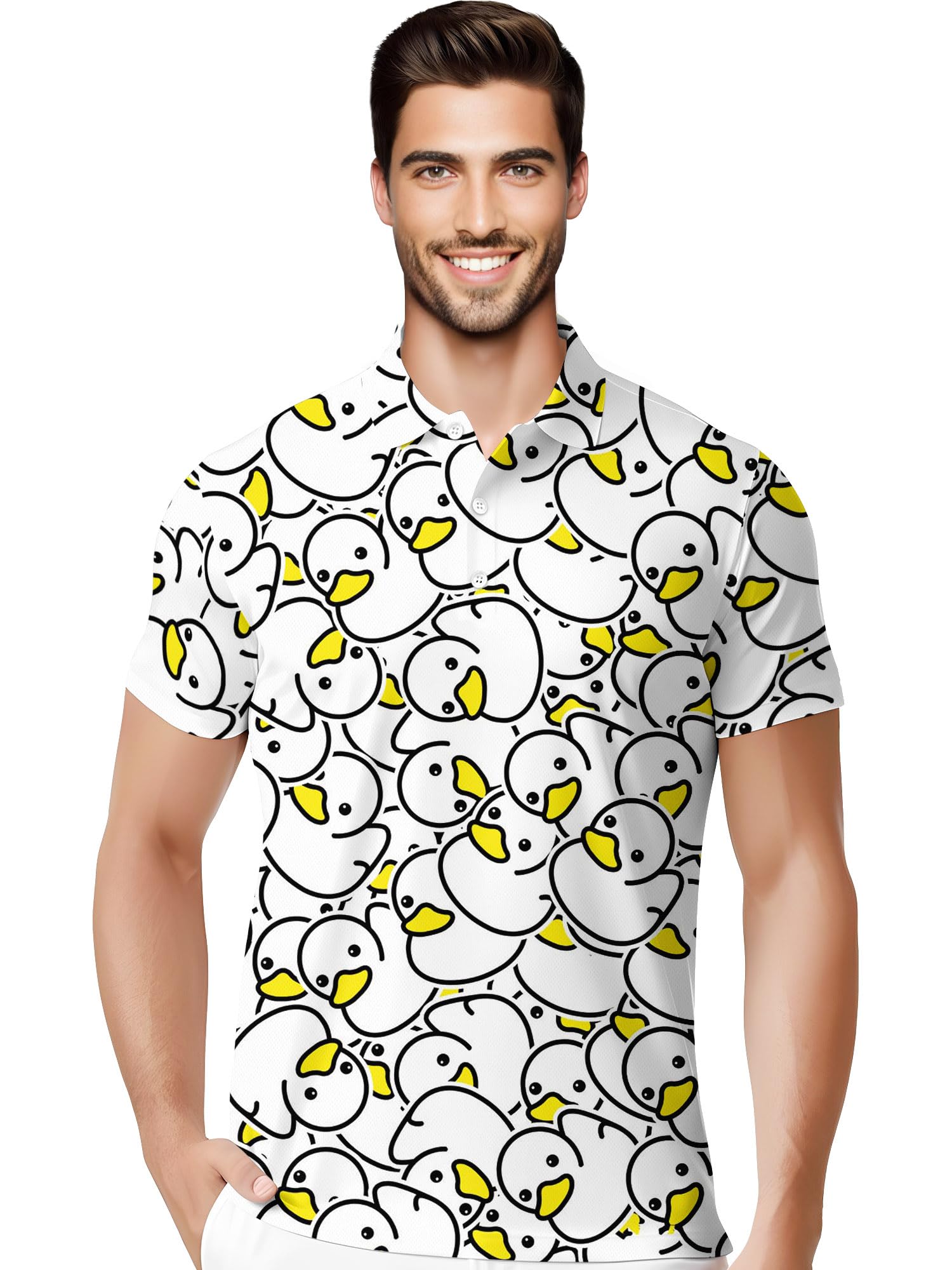 Funny Hawaiian Print Mens Polo - Dude Golf