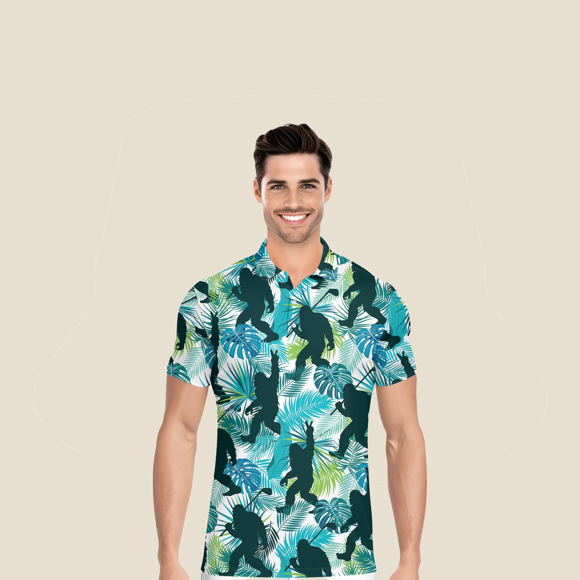 Funny Hawaiian Print Mens Polo - Dude Golf
