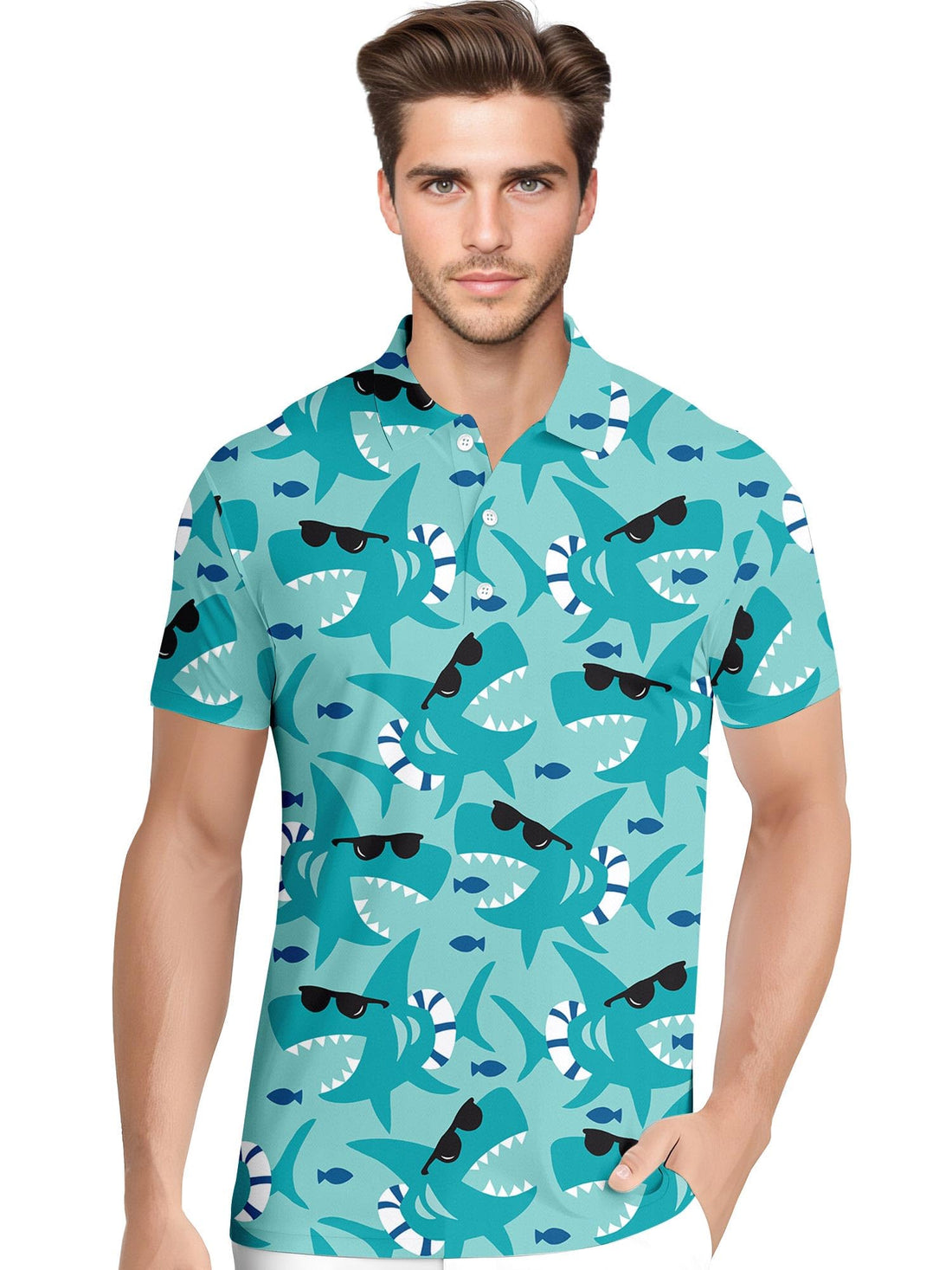 Funny Hawaiian Print Mens Polo - Dude Golf