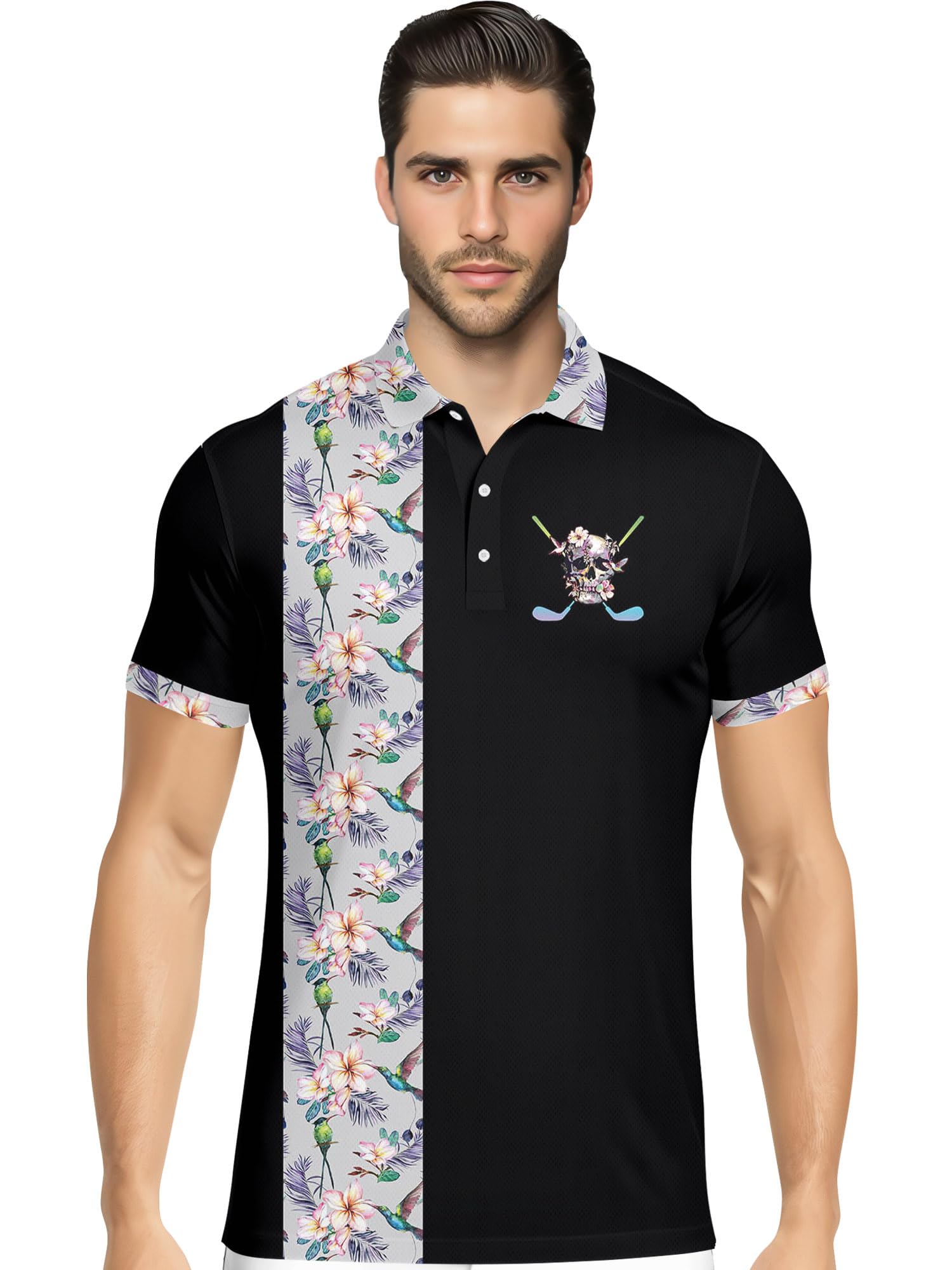 Funny Hawaiian Print Mens Polo - Dude Golf