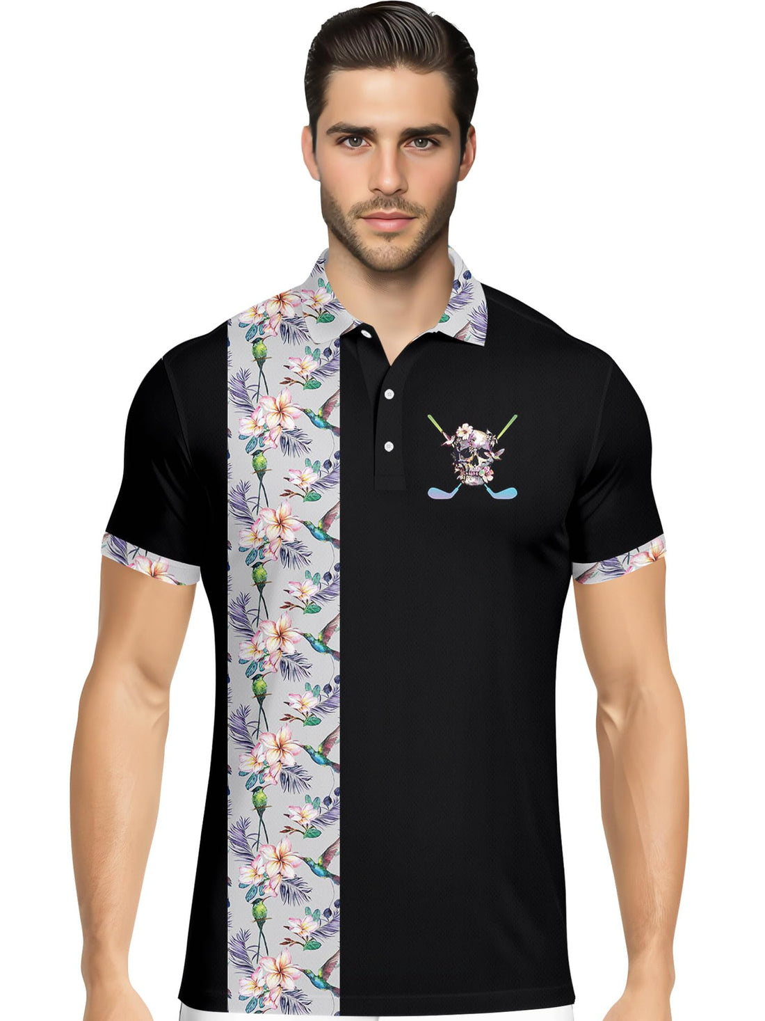 Funny Hawaiian Print Mens Polo - Dude Golf