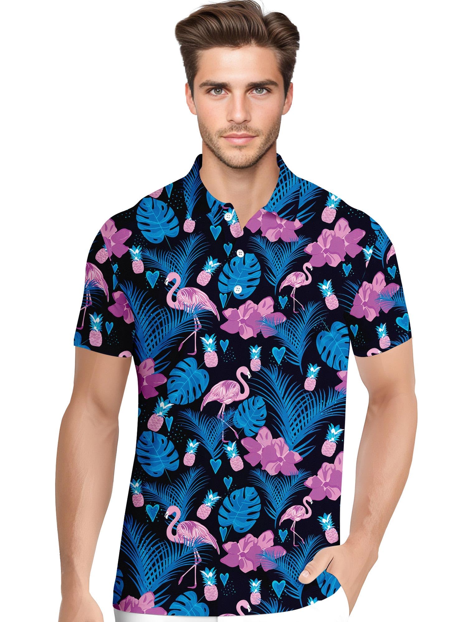 Funny Hawaiian Print Mens Polo - Dude Golf