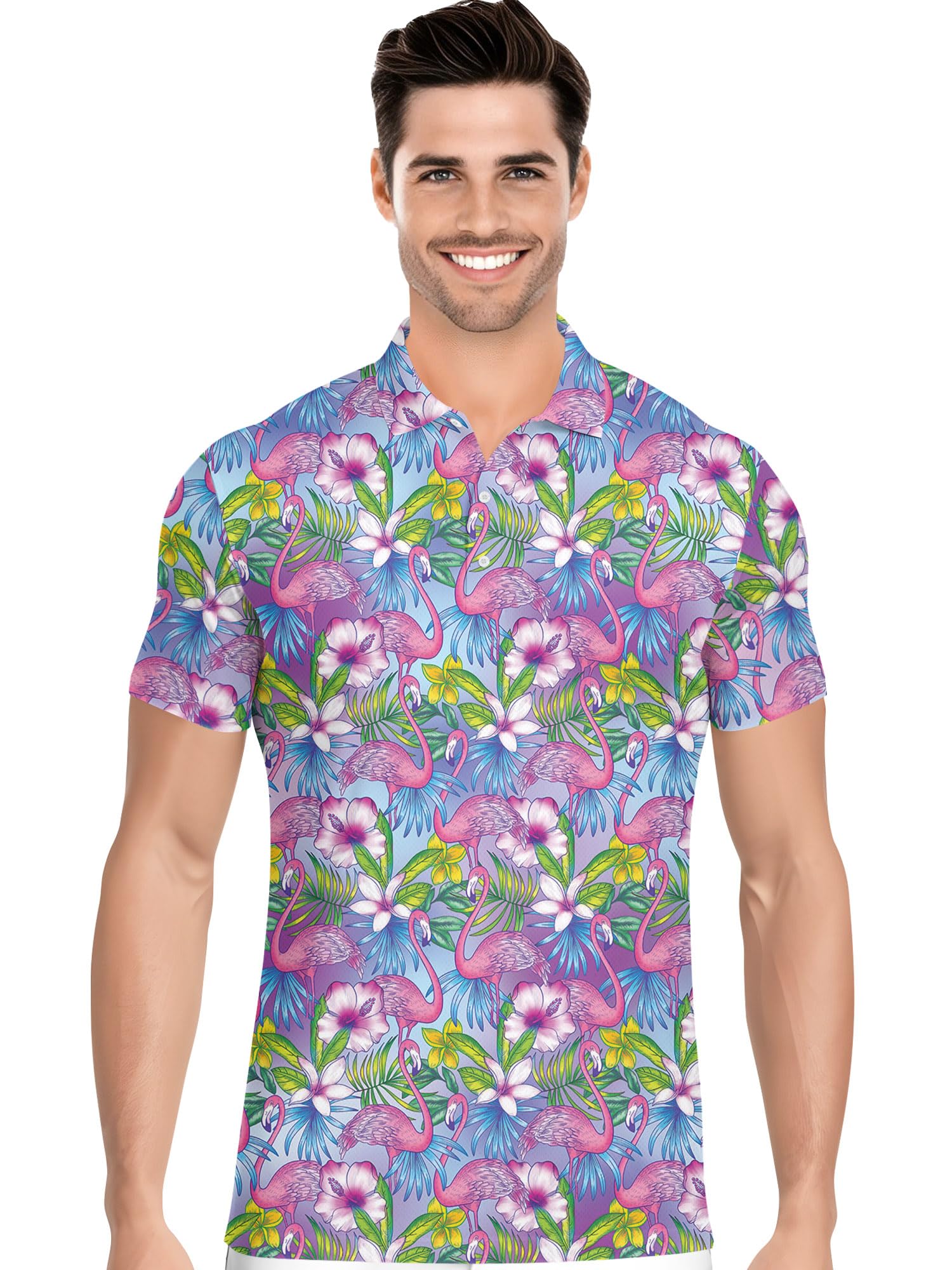Funny Hawaiian Print Mens Polo - Dude Golf