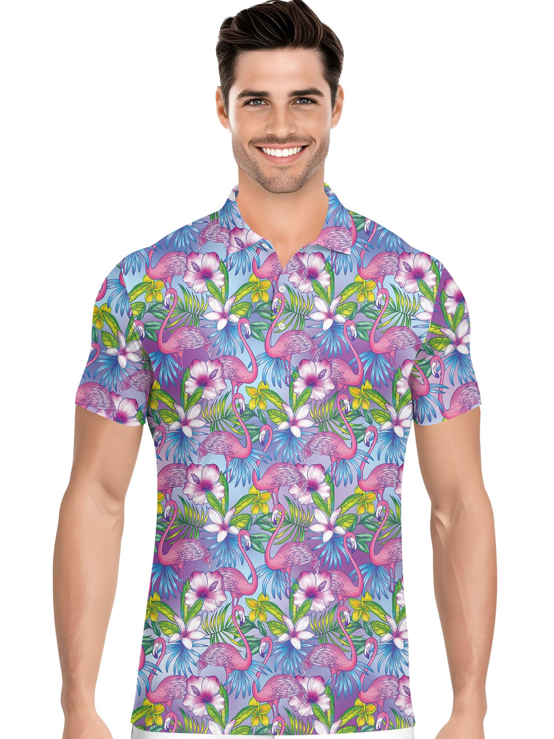 Funny Hawaiian Print Mens Polo - Dude Golf