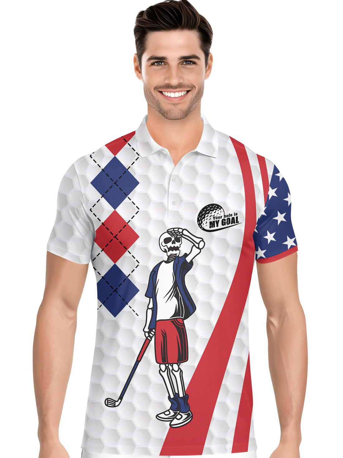 Funny Hawaiian Print Mens Polo - Dude Golf
