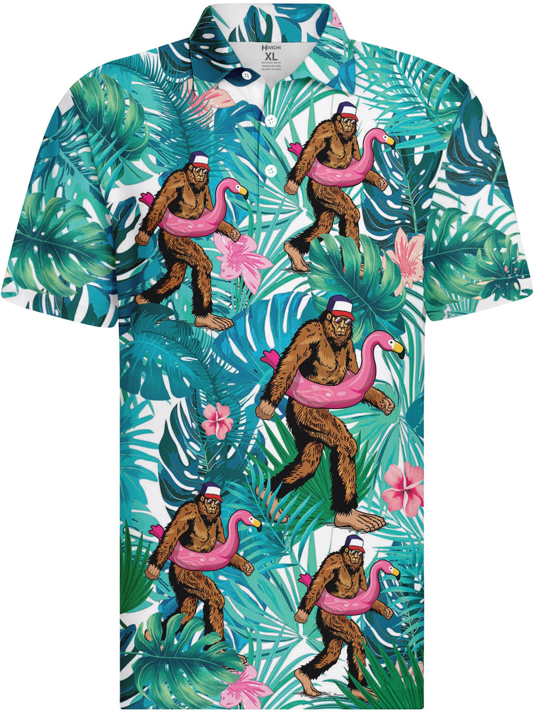 Funny Hawaiian Print Mens Polo - Dude Golf