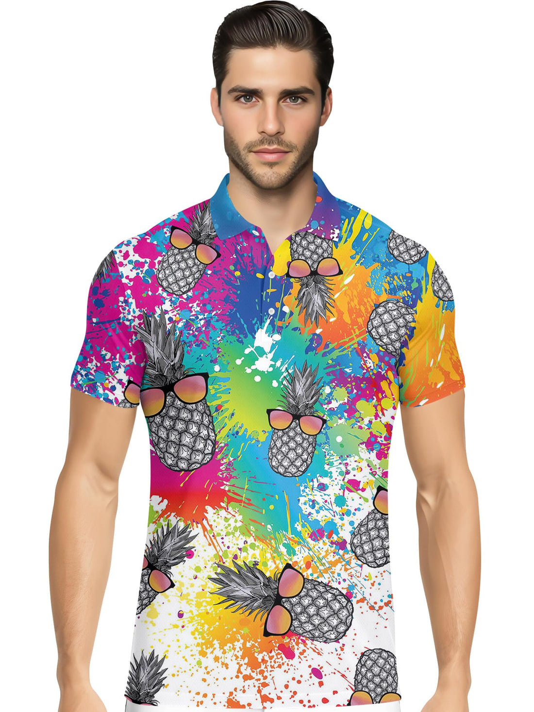 Funny Hawaiian Print Mens Polo - Dude Golf