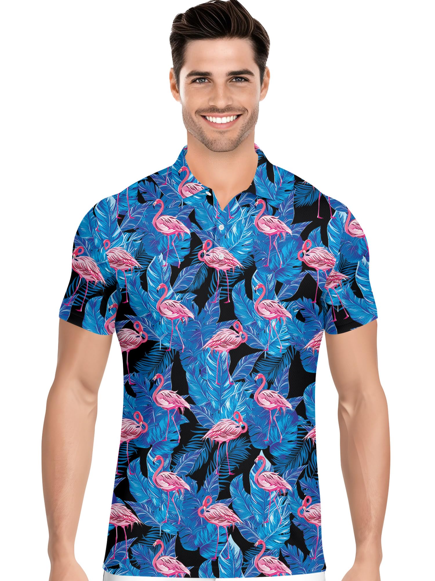 Funny Hawaiian Print Mens Polo - Dude Golf