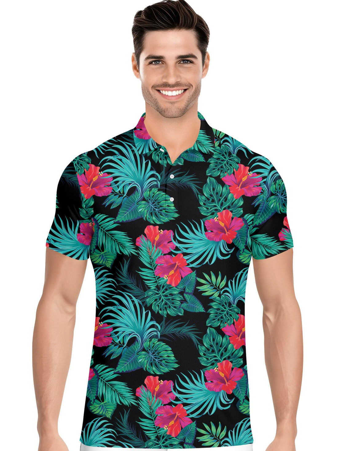 Funny Hawaiian Print Mens Polo - Dude Golf