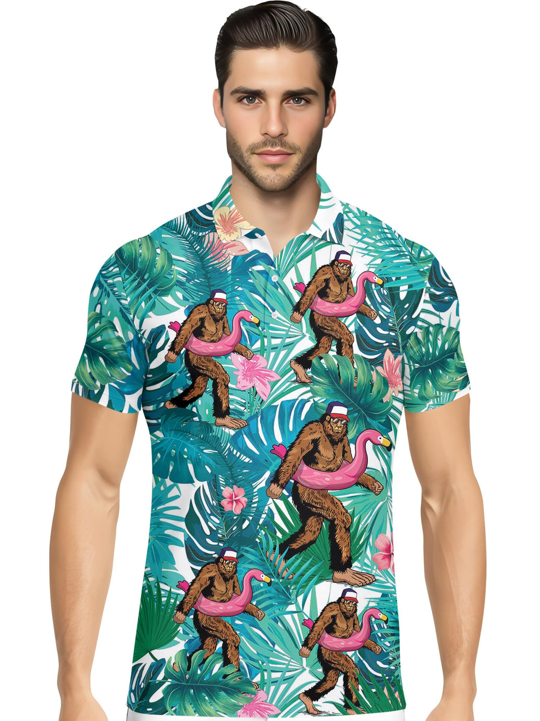 Funny Hawaiian Print Mens Polo - Dude Golf