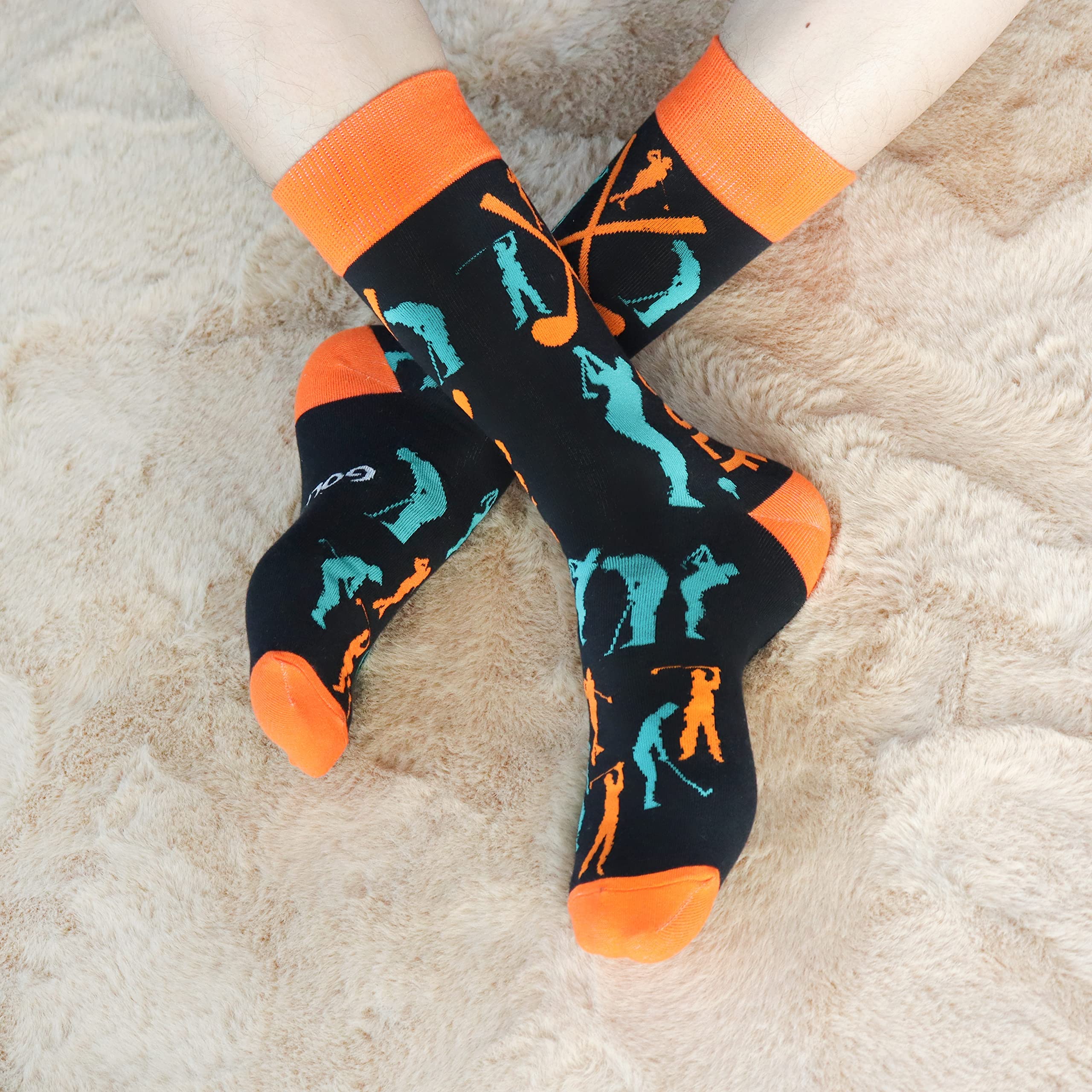 Mens Funny Fun Crazy Funky Dress Crew Socks - Dude Golf