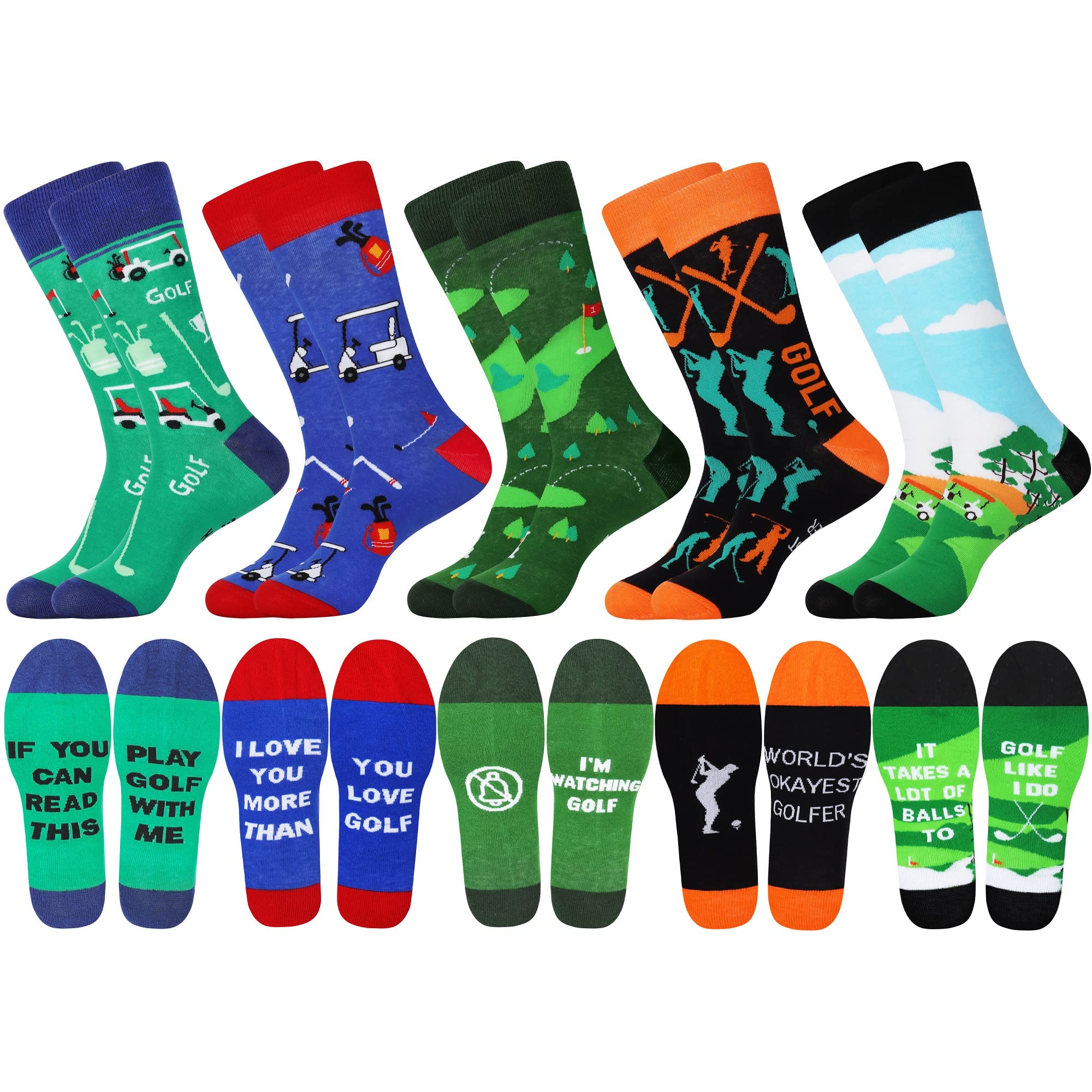 Mens Funny Fun Crazy Funky Dress Crew Socks - Dude Golf