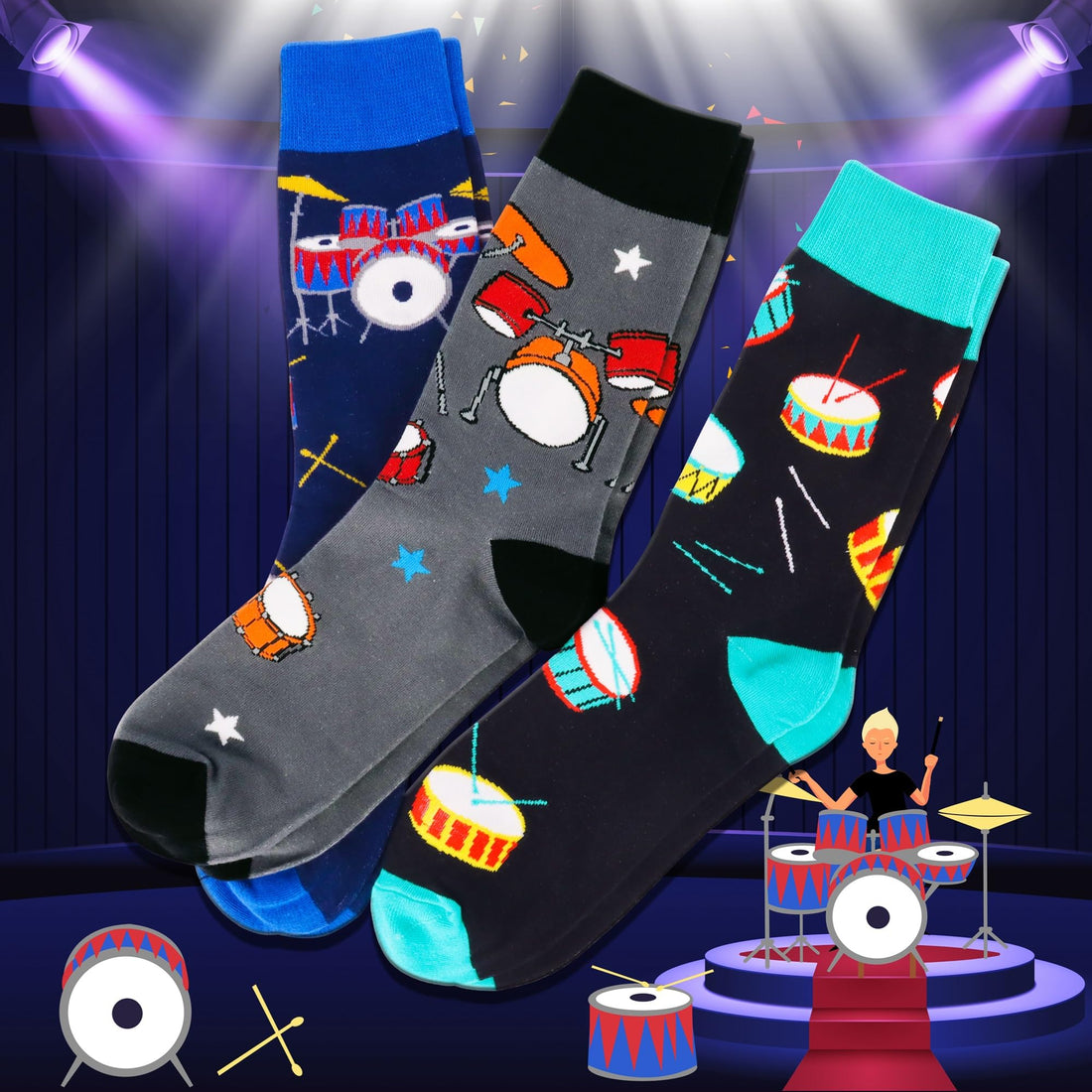 Mens Funny Fun Crazy Funky Dress Crew Socks - Dude Golf