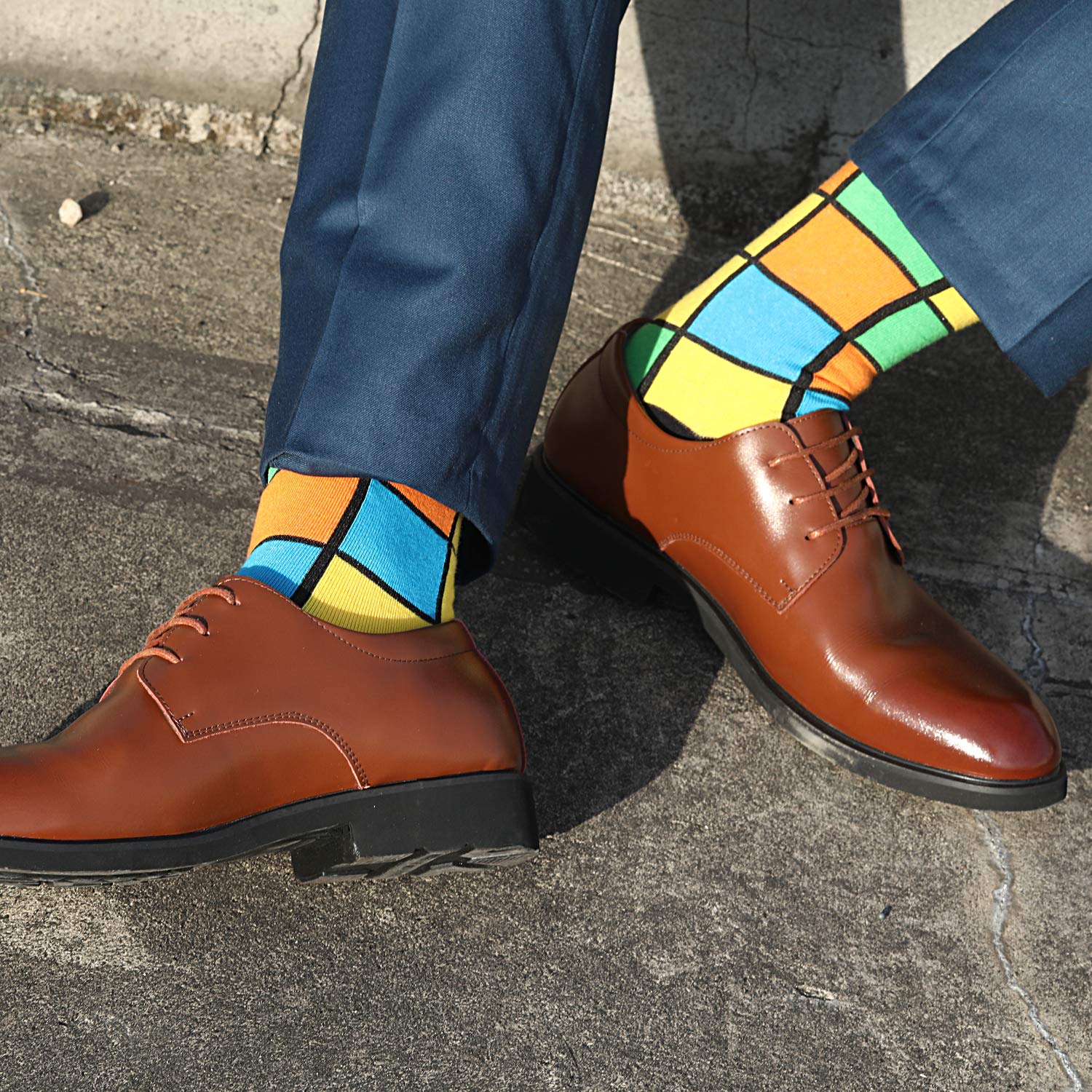 Mens Funny Fun Crazy Funky Dress Crew Socks - Dude Golf