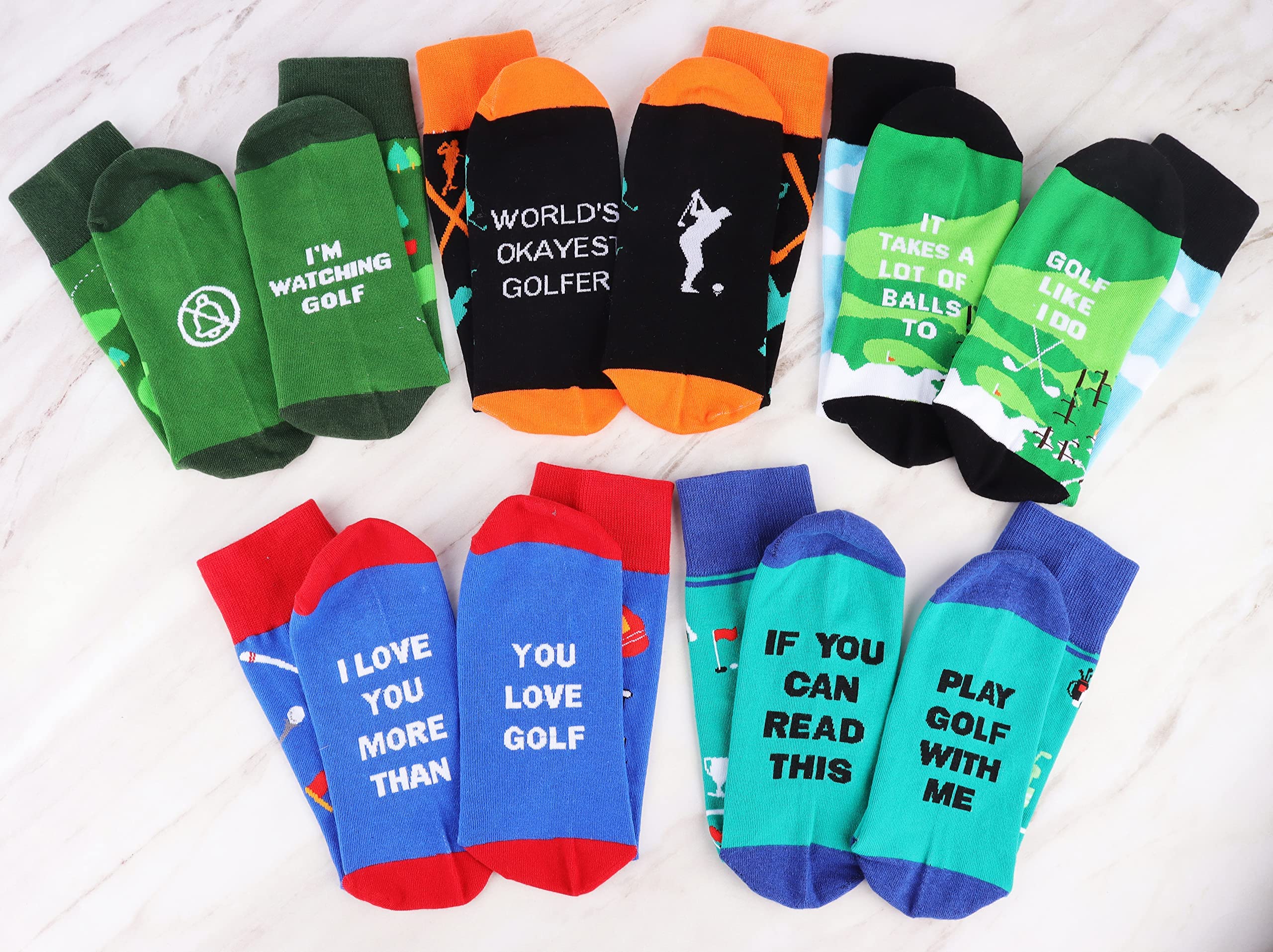 Mens Funny Fun Crazy Funky Dress Crew Socks - Dude Golf