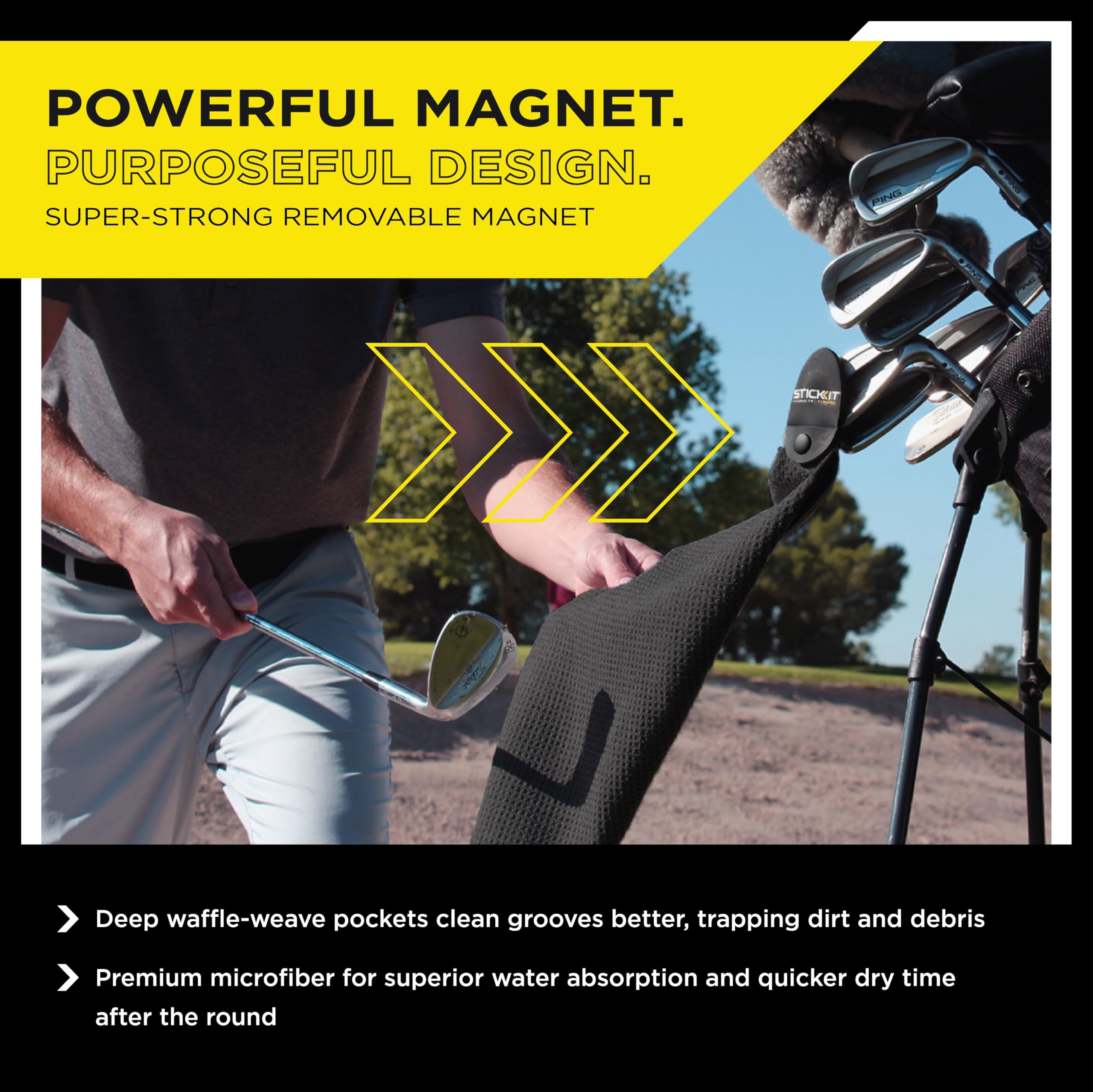 STICKIT Magnetic Golf Towel - Dude Golf