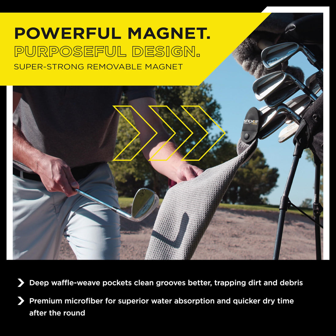 STICKIT Magnetic Golf Towel - Dude Golf